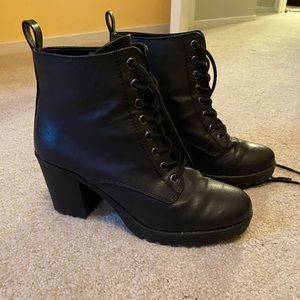 Black combat boots